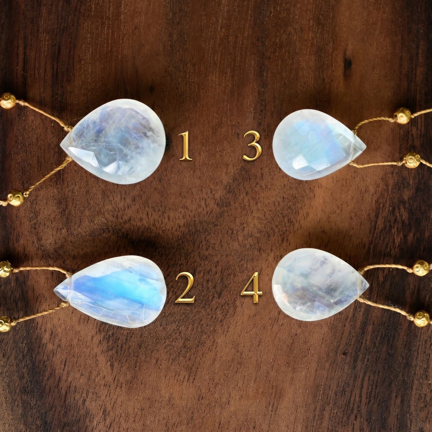 Large Moonstone & Gold Alohi Drop