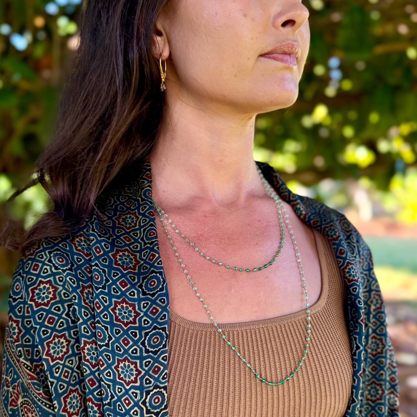 Tiny Green Onyx Long Lei
