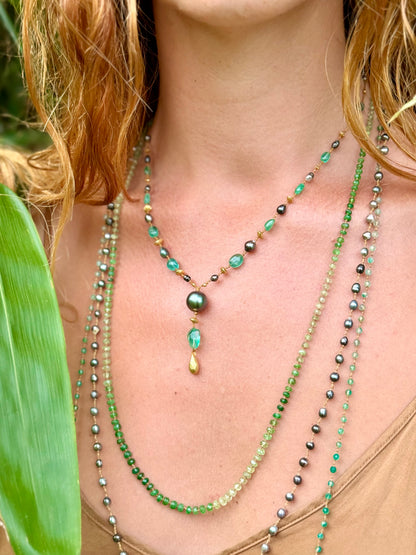 Zambian Emerald and Tahitian Pearl Kulu Nani