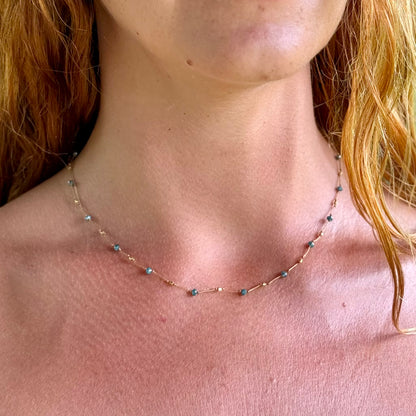 Spacious Teal Diamond & Gold Strand