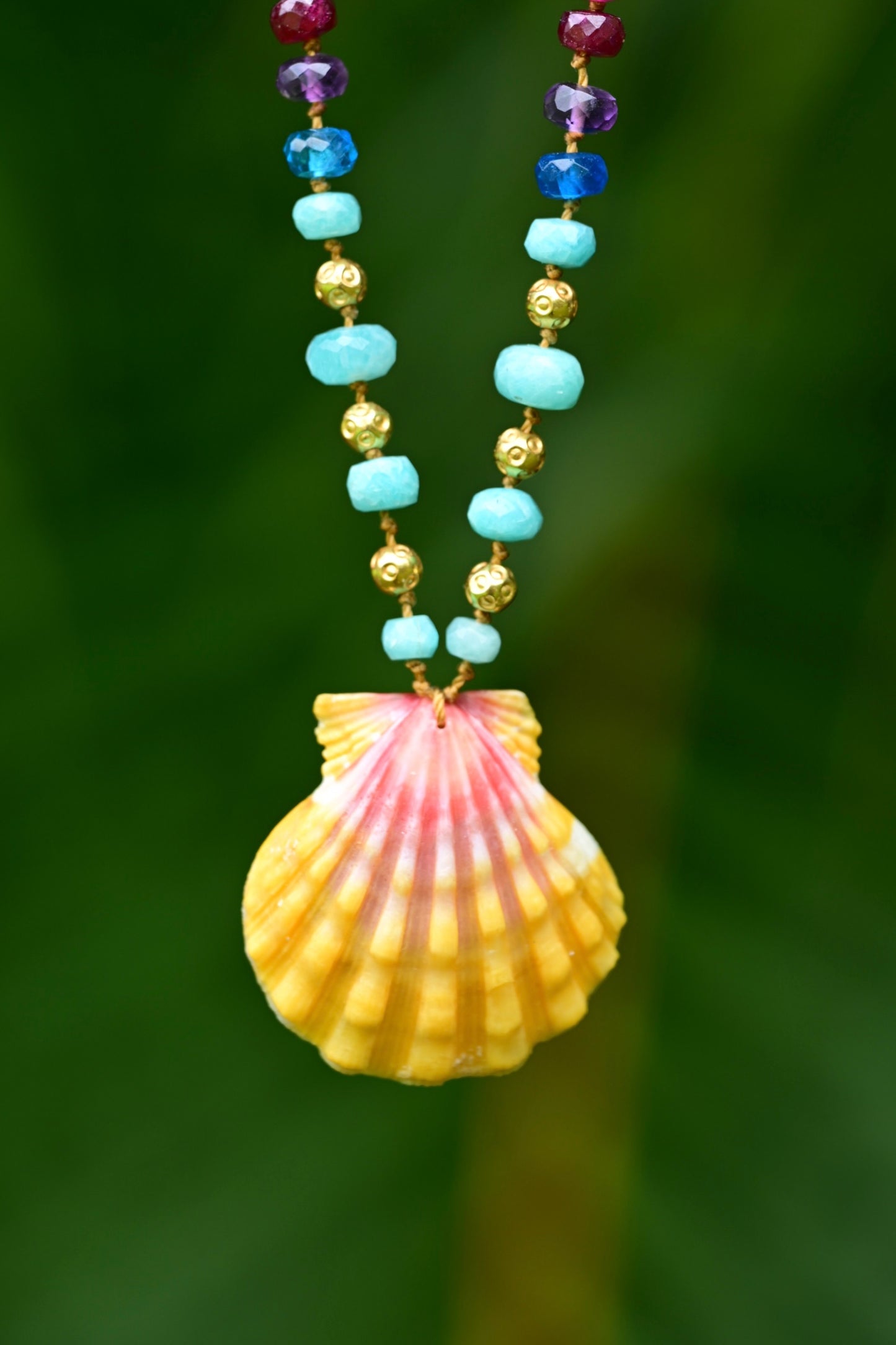 Sunrise Shell with Amazonite & Gold Rainbow Mana