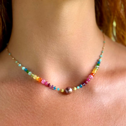 Floating Purple Pearl with Gold Rainbow Mana