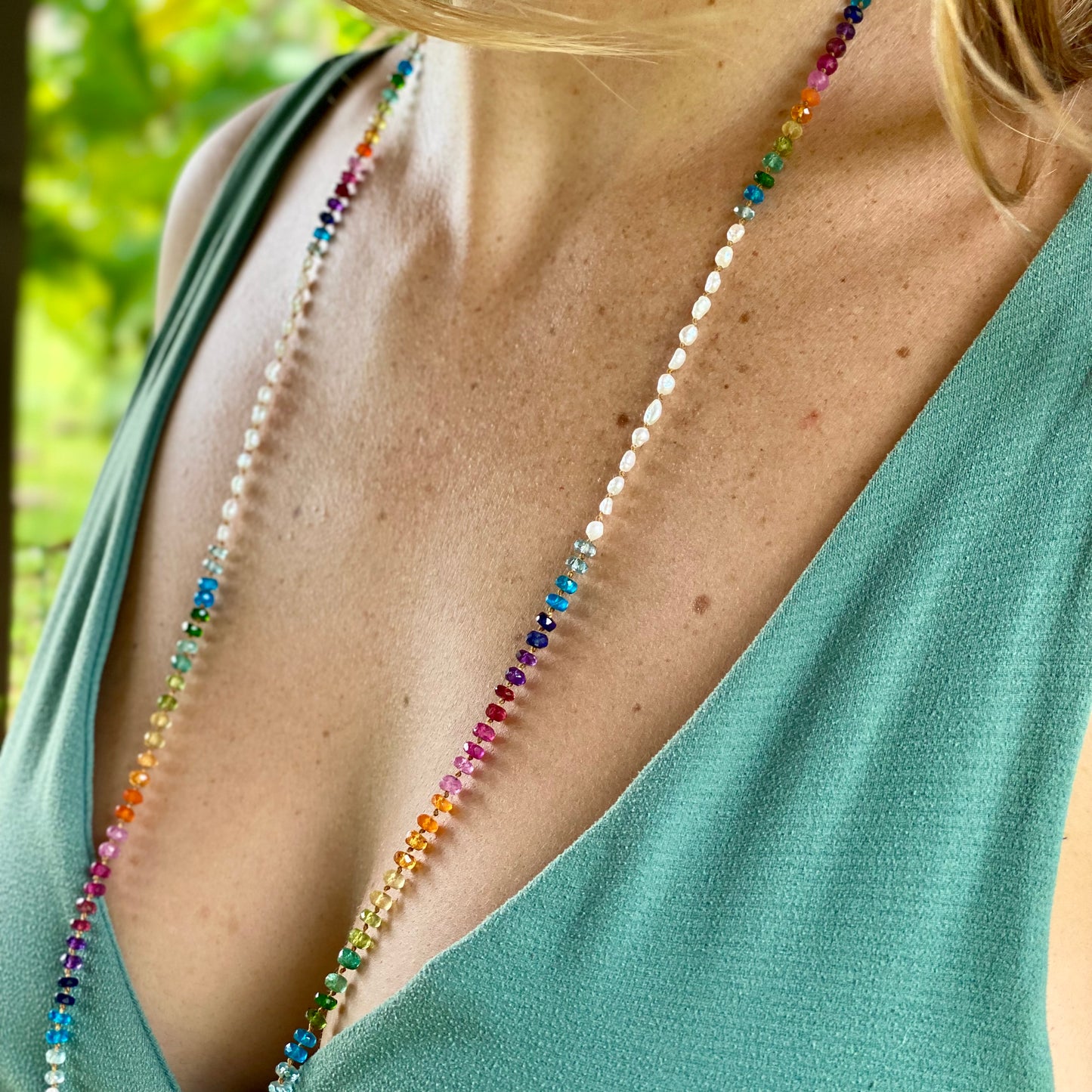 Keshi Pearl Rainbow Lei