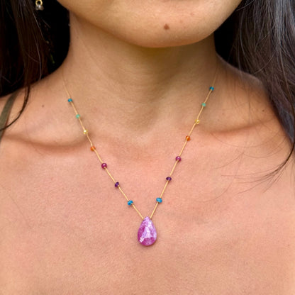 Textured Ruby Rainbow Drop