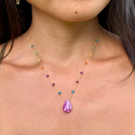 Textured Ruby Rainbow Drop