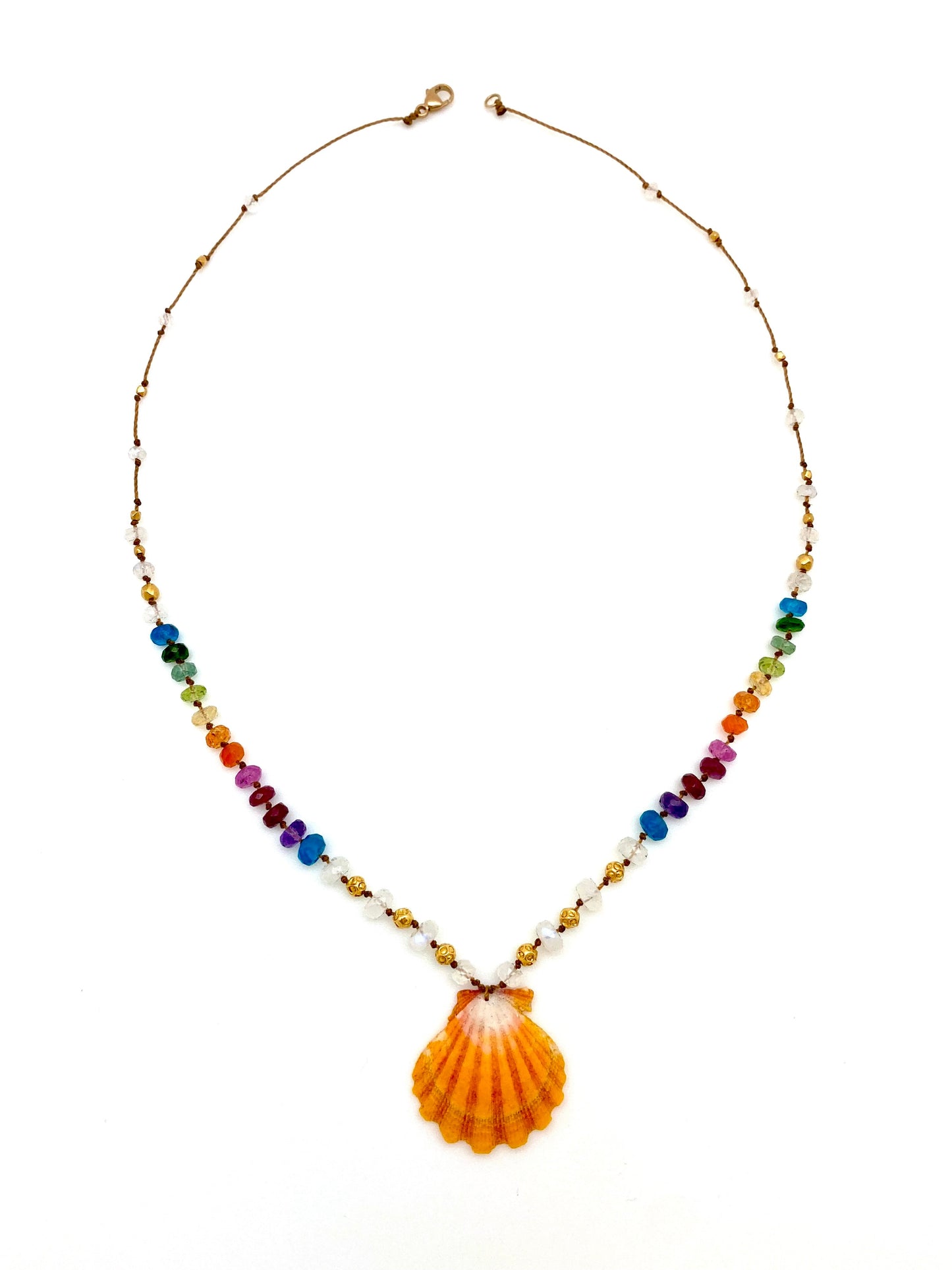 Sunrise Shell with Moonstone & Gold Rainbow Mana