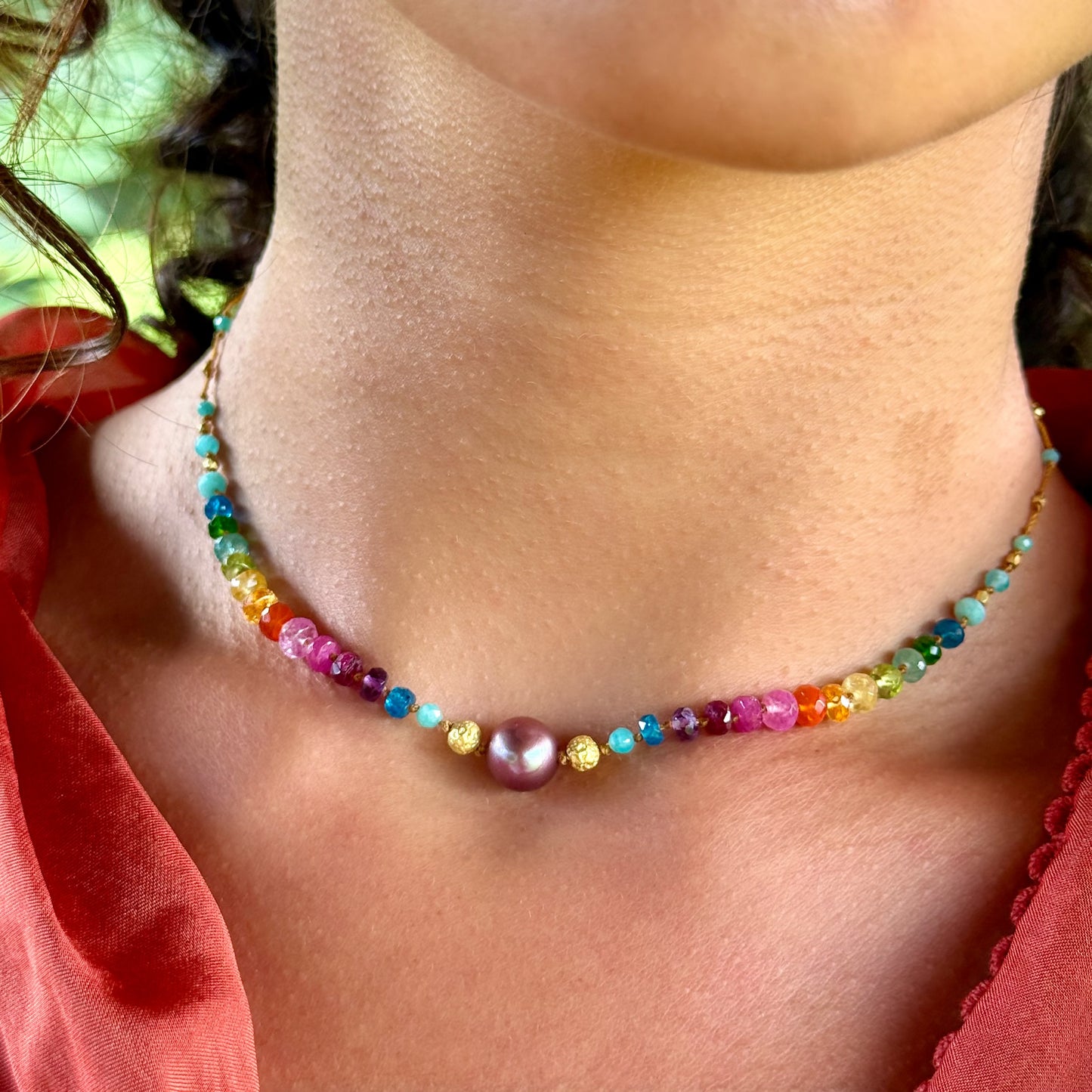 Floating Purple Pearl with Gold Rainbow Mana