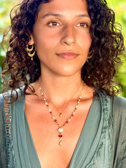 Pink Tourmaline and South Sea Pearl Kulu Nani