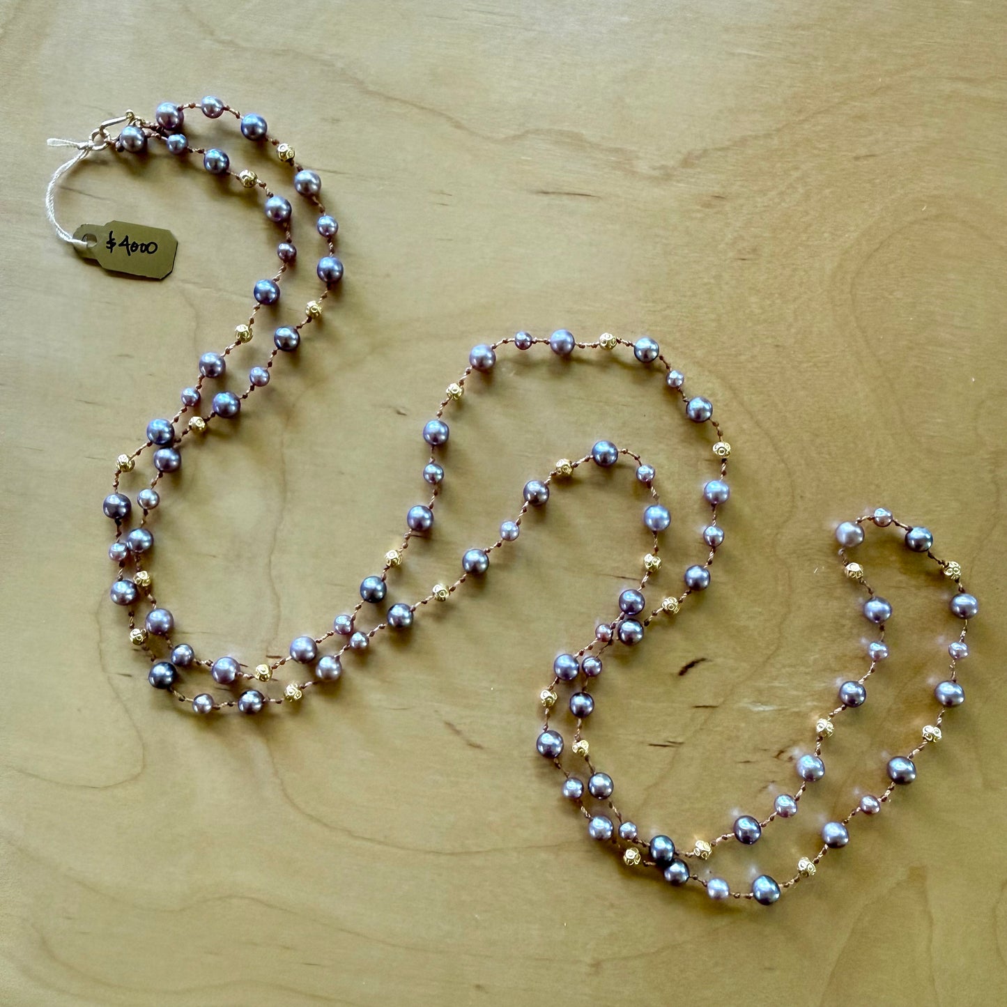 Purple Pearls & Gold Mala