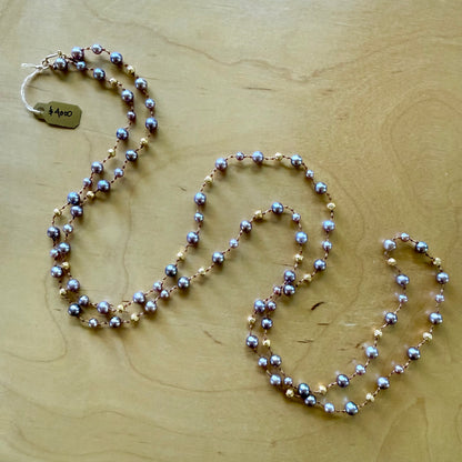 Purple Pearls & Gold Mala