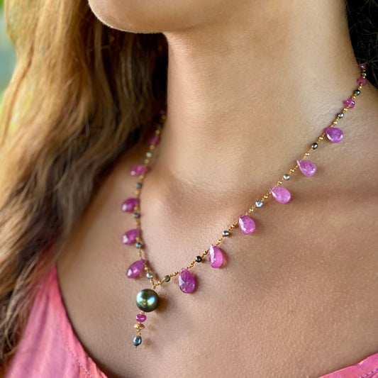 Pink Sapphire & Tahitian Pearl Ali'i Mana