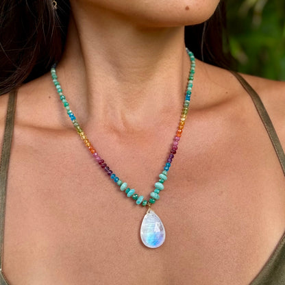 Moonstone with Amazonite Rainbow Mana