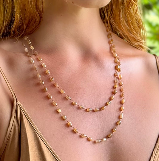 Golden Moonstone Drop Lei
