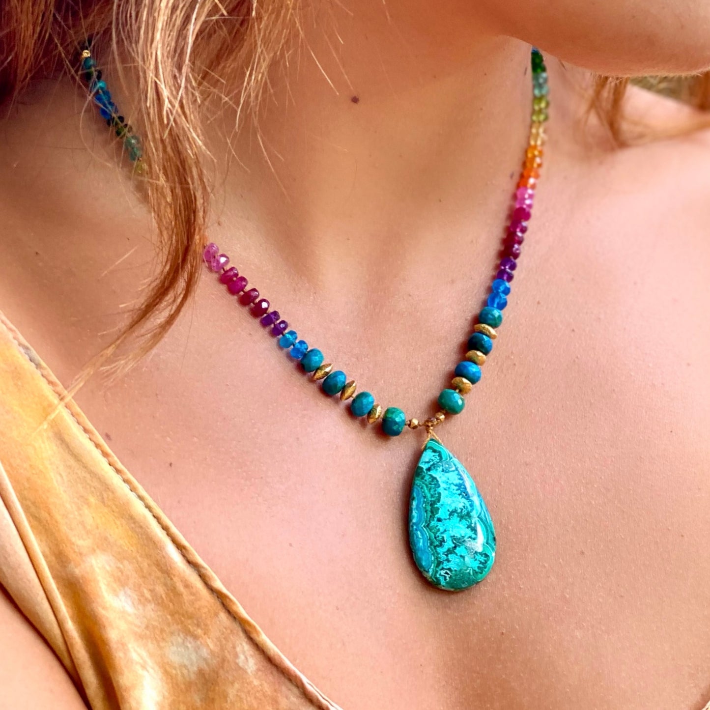 Chrysocolla Malachite with Opalina and Gold Rainbow Mana