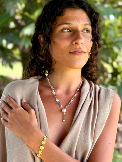 Aquamarine Fluorite and South Sea Keshi Pearl Kulu Nani