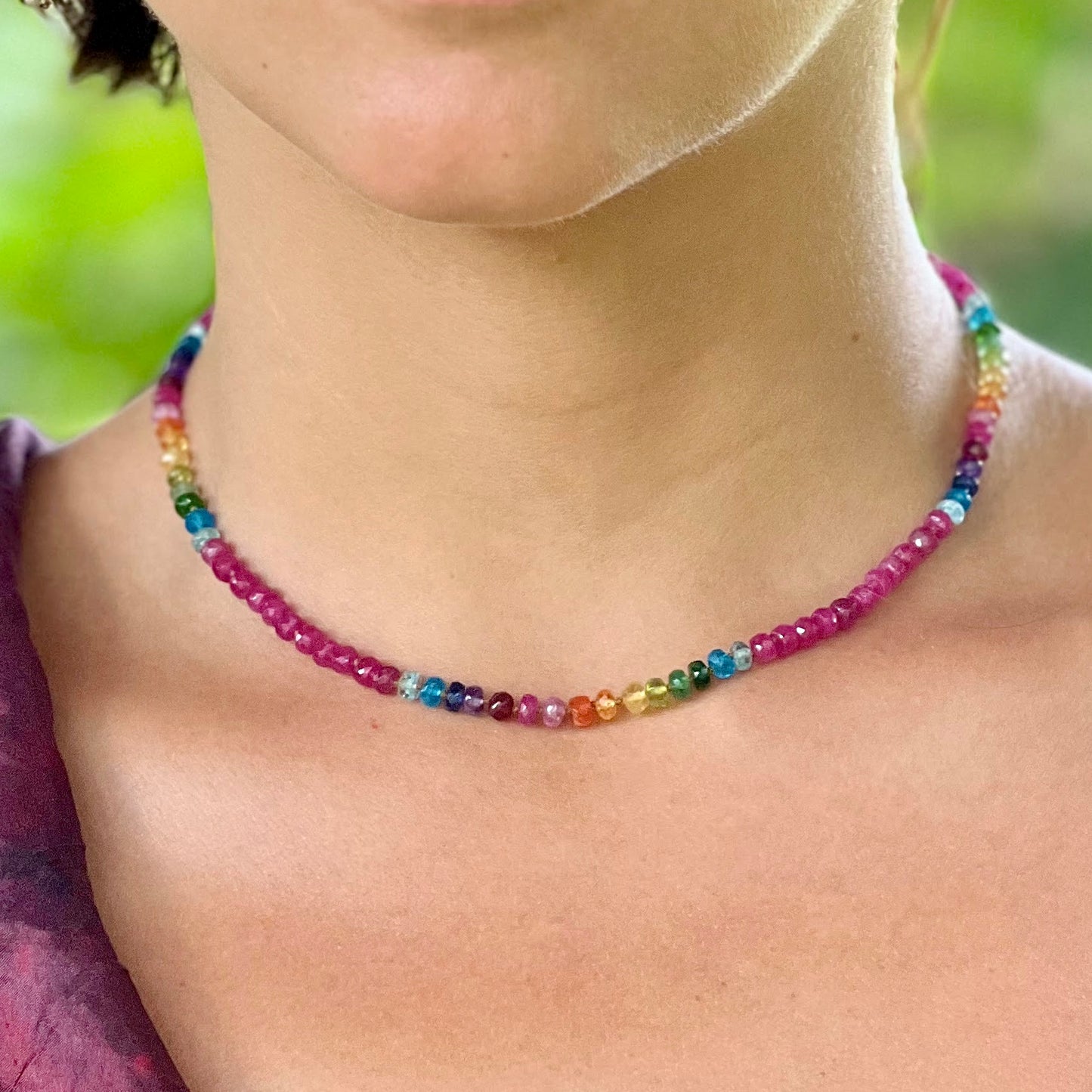 Fuchsia Ruby Choker Rainbow Lei