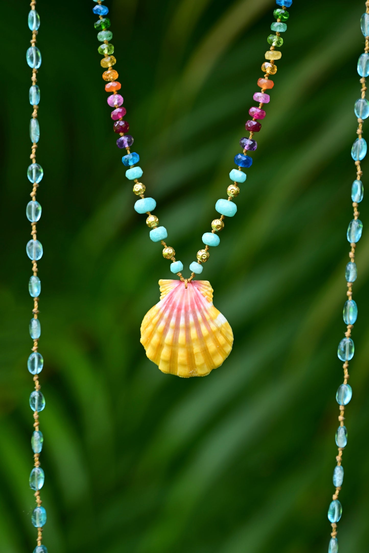 Sunrise Shell with Amazonite & Gold Rainbow Mana