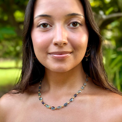 Fluorite Organically Cut Choker with Gold