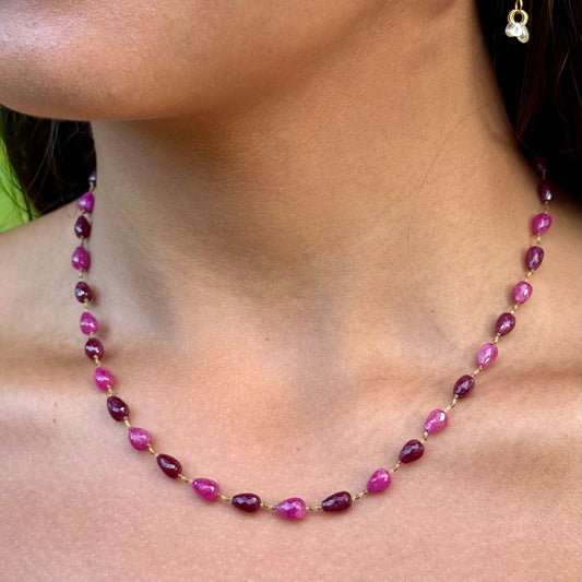 Ruby & Pink Sapphire Drop Choker