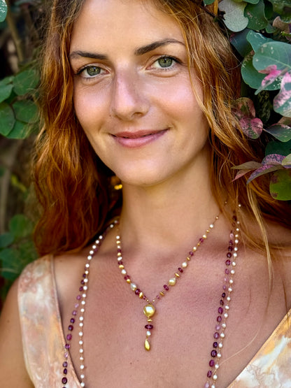 Pink Tourmaline and South Sea Pearl Kulu Nani