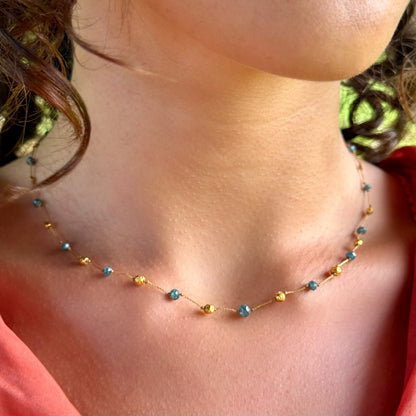 Spacious Teal Diamond & Gold Strand