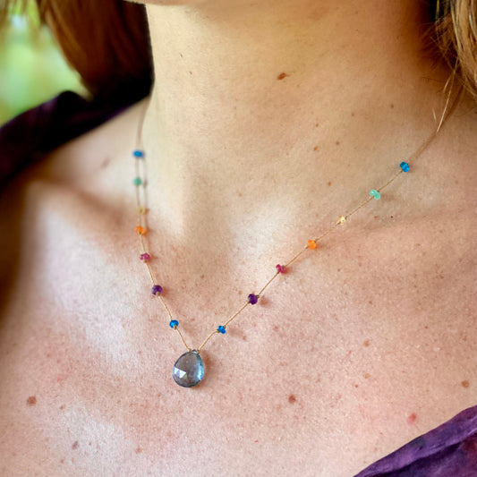 Teal Fluorite Rainbow Drop