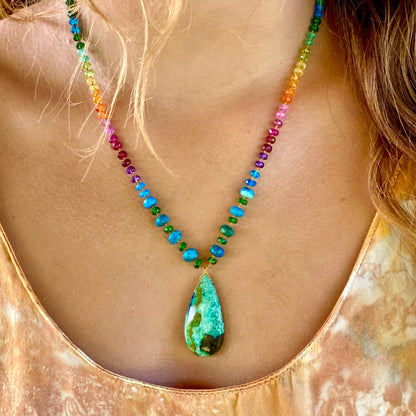 Fossilized Wood Opal with Chrome Diopside & Opalina Rainbow Mana