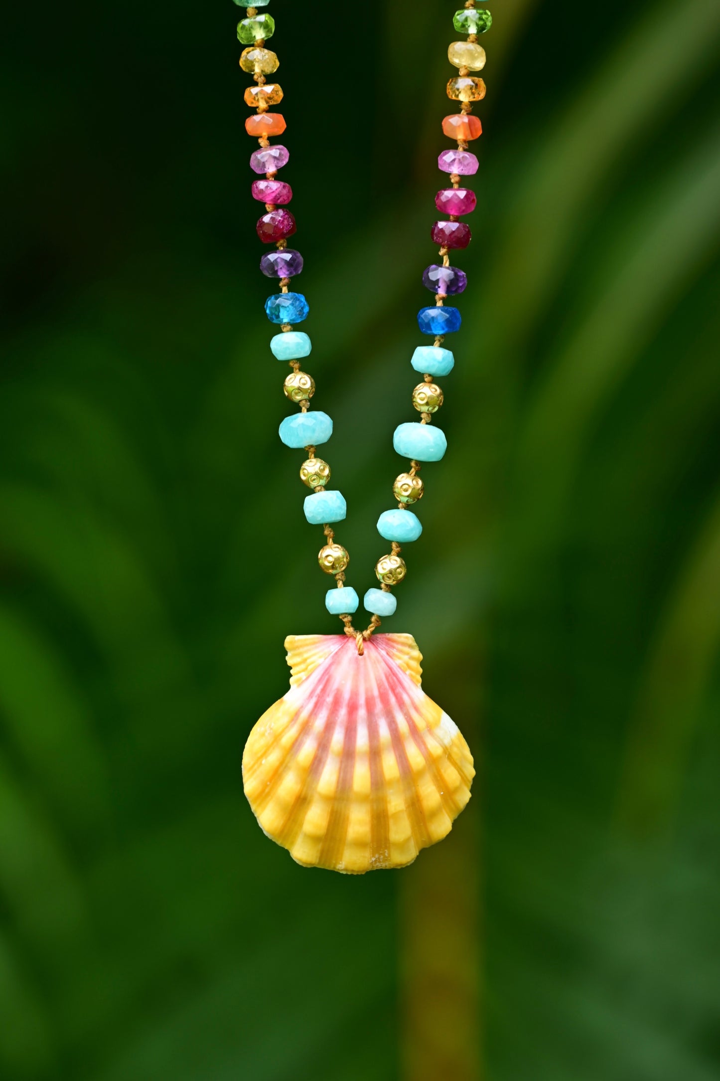 Sunrise Shell with Amazonite & Gold Rainbow Mana