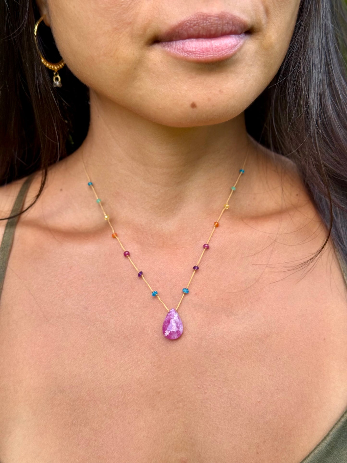 Textured Ruby Rainbow Drop