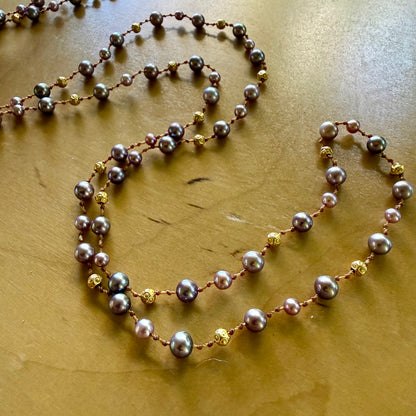 Purple Pearls & Gold Mala