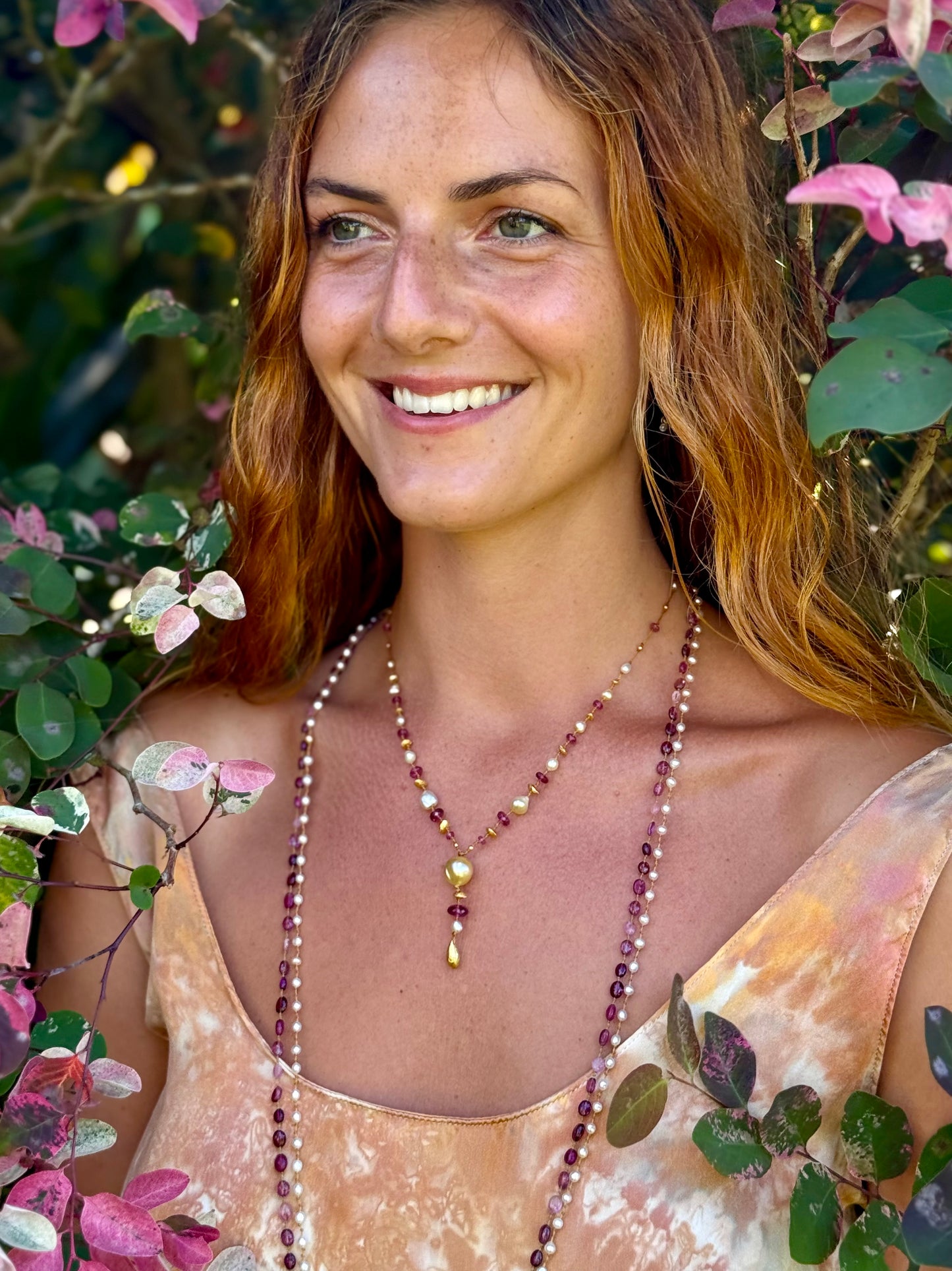 Pink Tourmaline and South Sea Pearl Kulu Nani