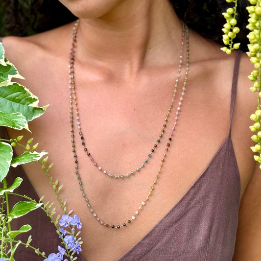 Tiny Multi-Tourmaline Long Lei