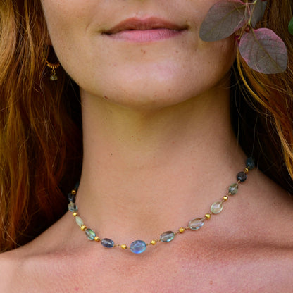 Aquamarine Fluorite & Gold