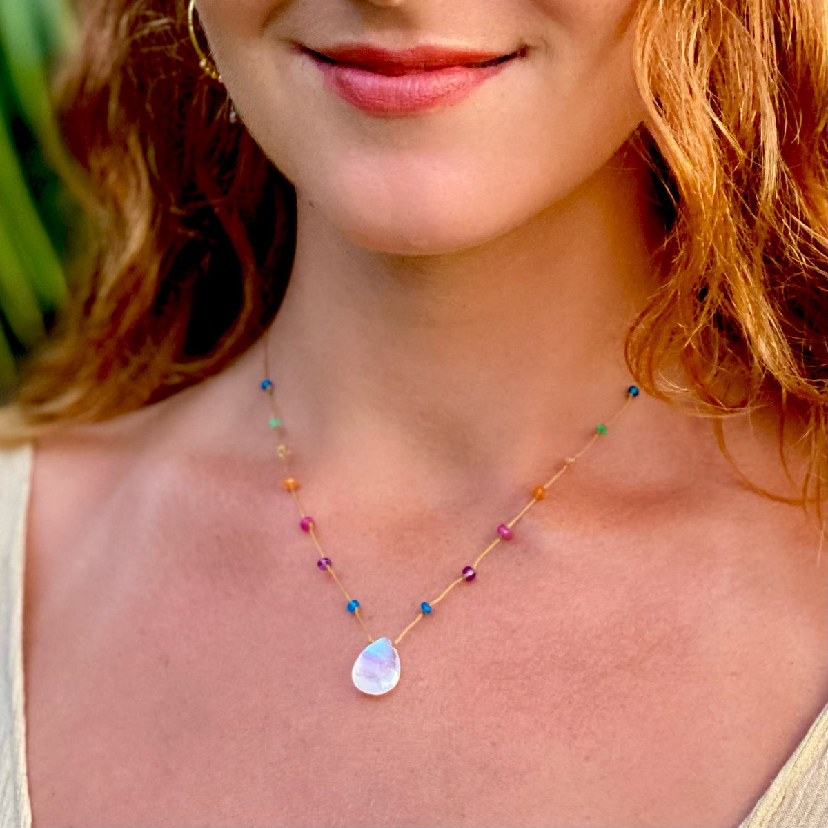 Moonstone Rainbow Drop – Amalia