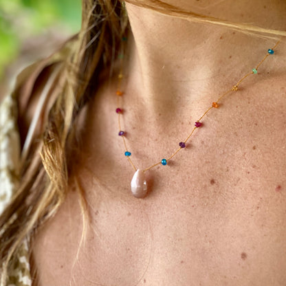 Peach Moonstone Rainbow Drop