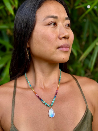 Moonstone with Amazonite Rainbow Mana