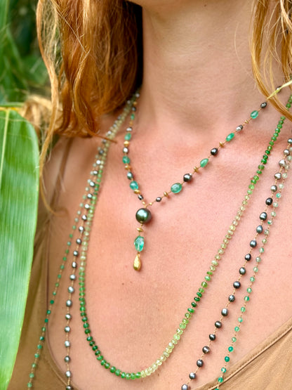 Zambian Emerald and Tahitian Pearl Kulu Nani