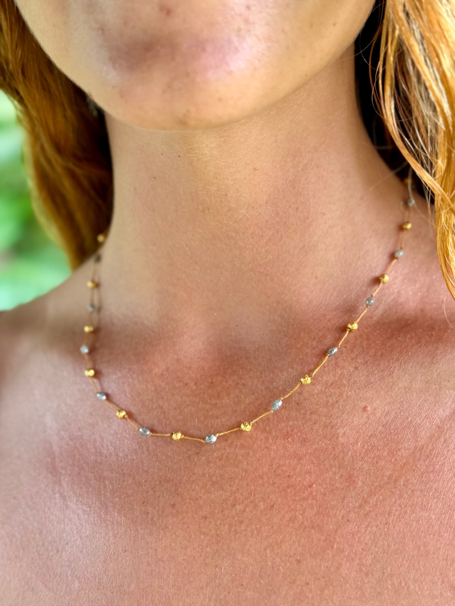 Spacious Grey Diamond and Gold Strand