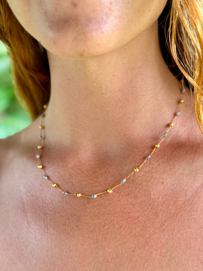 Spacious Grey Diamond and Gold Strand