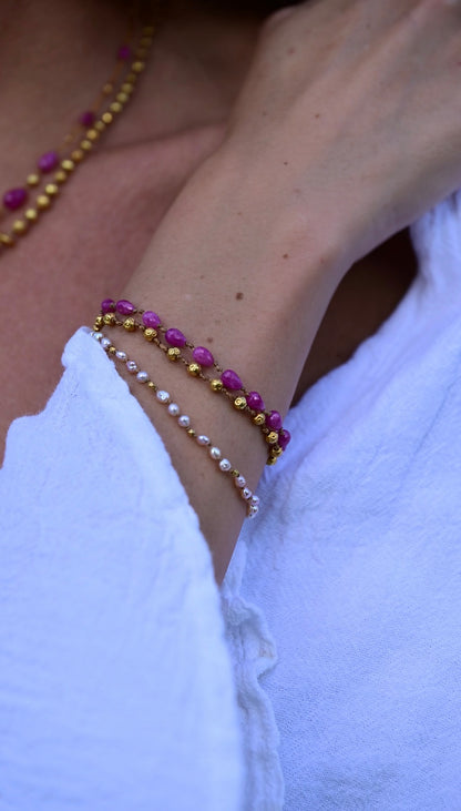 Stamped Globes Solid Gold Bracelet