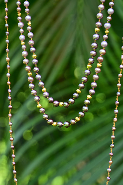 Shaded Purple Pearls & Gold Necklet