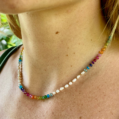 Keshi Pearl Rainbow Lei