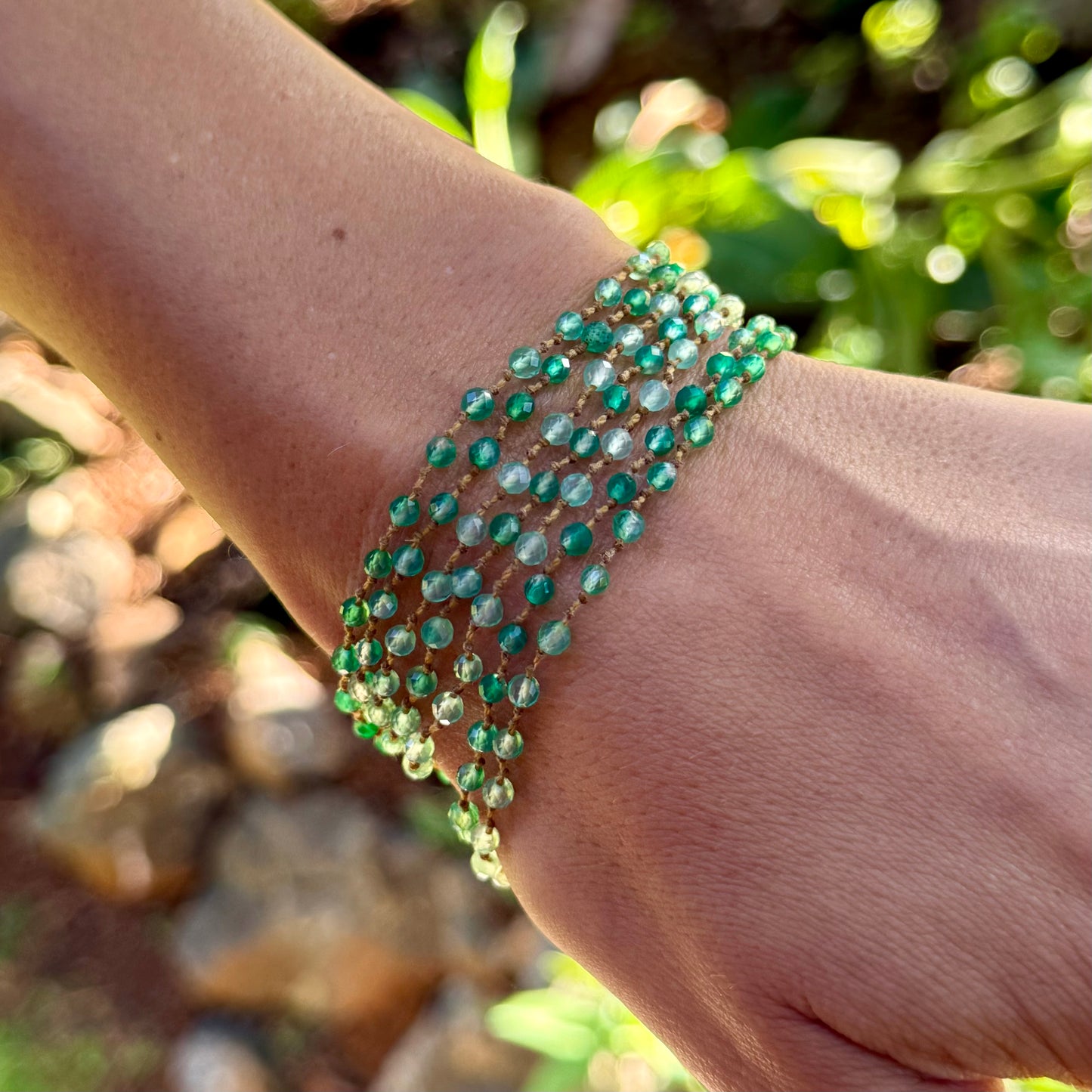 Tiny Green Onyx Long Lei