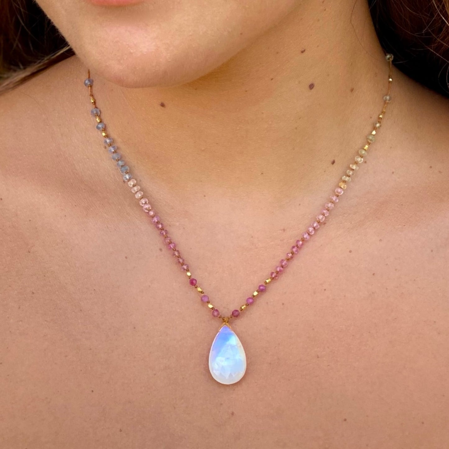 Moonstone and Gold with Pastel Sapphires