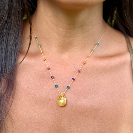 Yellow Aquamarine Rainbow Drop