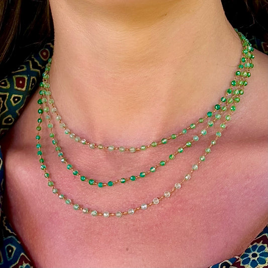 Tiny Green Onyx Long Lei