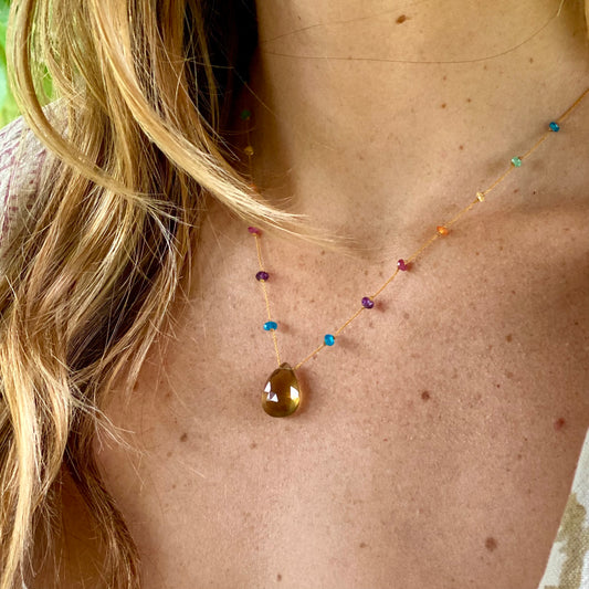 Honey & Olive Quartz Rainbow Drop