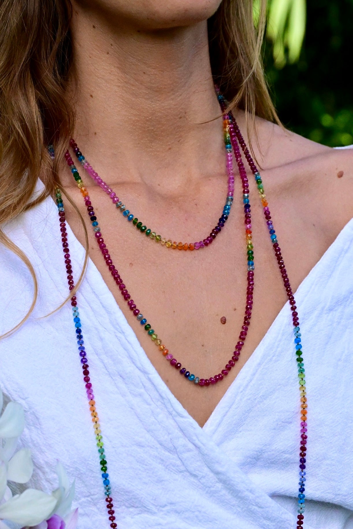 Pink Sapphire Rainbow Lei