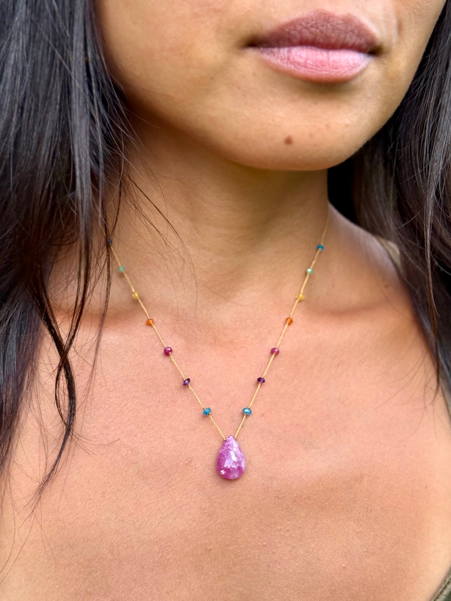 Textured Ruby Rainbow Drop