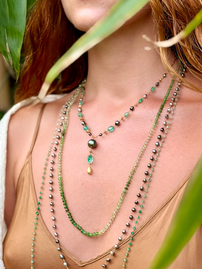 Zambian Emerald and Tahitian Pearl Kulu Nani